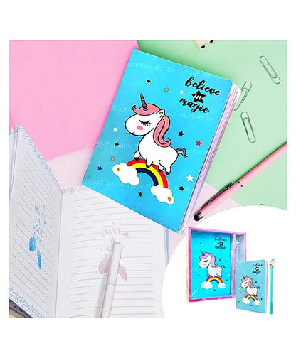 Unicorn Theme Diary with Gel Pen Blue