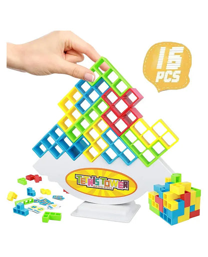 Spot Hunt Tetra Tower Balance Game, Swing Stack Balance Toy for Kids- 16 Pcs