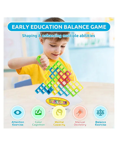 Spot Hunt Tetra Tower Balance Game, Swing Stack Balance Toy for Kids- 16 Pcs