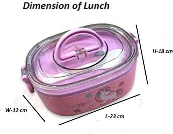 SPOTHUNT Lunch Box 2 Compartment 800 ML Leak-Proof BPA Free Stainless Steel for School, Lunch Box for Kids, Lunch Box for School & Office with a Fork, a Spoon and a Pair of Chopsticks with Bowl