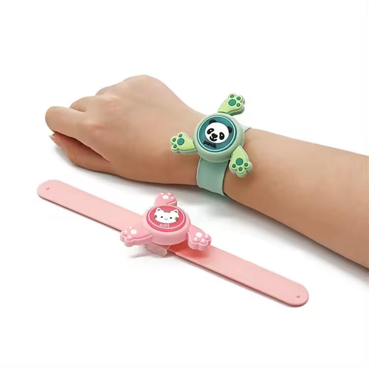 Spot Hunt 2Pc Fidget Spinner Wrist Band for Kids with LED Light Up Silicone Strap - Cartoon Bracelet Wristband Birthday Return Gift for Boys & Girls