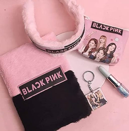 Diary Notebook, Black Pink Diary For Girls (Pack Of 5 Items) Diary With Pen, Return Gifts Diary, Hairband,Keychain For Kids Birthday Gifts For Girls & Kids