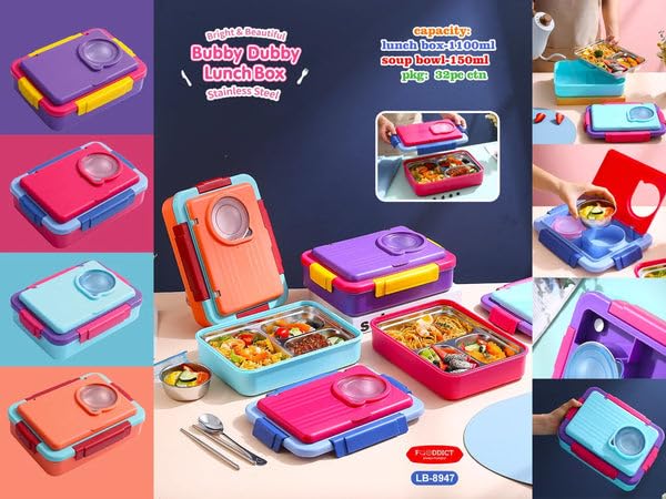 Lunch Box for Kids, 7 Compartment Lunch Box Kids, Leak Proof Lunchbox with Tableware for Kids Lunch boxes for School, Microwave/Dishwasher/Freezer Safe, BPA-Free and Reusable,  (7 compartment, )