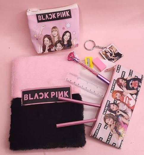 Black Pink Stationery Gift Set for Girls Black Pink Pencil Case with Pen Pencil Diary Pouch Black Pink School Stationery Set Return Gift for Girls Diwali Gift Items