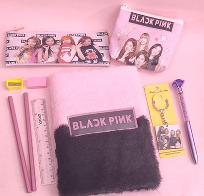 Black Pink Stationery Gift Set for Girls Black Pink Pencil Case with Pen Pencil Diary Pouch Black Pink School Stationery Set Return Gift for Girls Diwali Gift Items