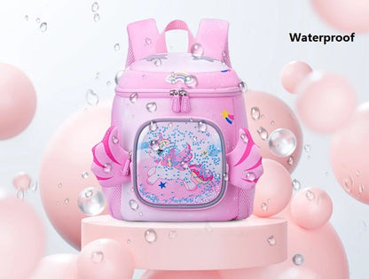 Spot Hunt 3D Unicorn Design Large Capacity School Bags with Slip Over Buckle for Kindergarten Kids