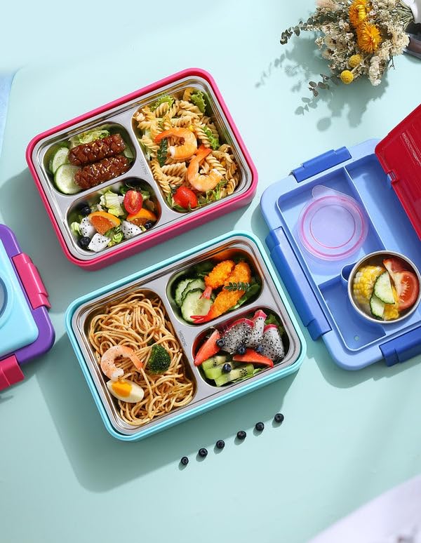 Lunch Box for Kids, 7 Compartment Lunch Box Kids, Leak Proof Lunchbox with Tableware for Kids Lunch boxes for School, Microwave/Dishwasher/Freezer Safe, BPA-Free and Reusable,  (7 compartment, )