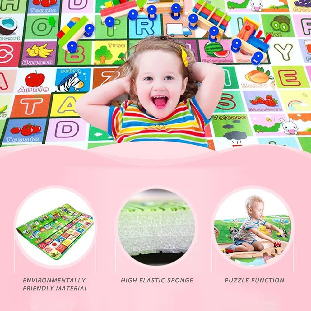 Baby Play Mat ， Baby Crawling Play Mat Floor Play Mat Game Mat Baby Kid Toddler Play Crawl Mat Fruits Alphabets Pattern Reversible Carpet Playmat Foam Blanket Rug Infants Toddler Extra Large