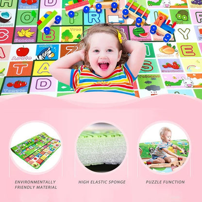 Baby Play Mat ， Baby Crawling Play Mat Floor Play Mat Game Mat Baby Kid Toddler Play Crawl Mat Fruits Alphabets Pattern Reversible Carpet Playmat Foam Blanket Rug Infants Toddler Extra Large