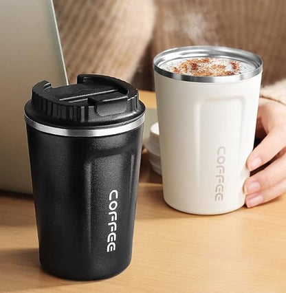 Stainless Steel Vacuum Insulated Coffee Mug 510ML Insulated Coffee Cups Double Walled Travel Mug, Car Coffee Mug with Leak Proof Lid Reusable Thermal Cup for Hot Cold Drinks Coffee, Tea