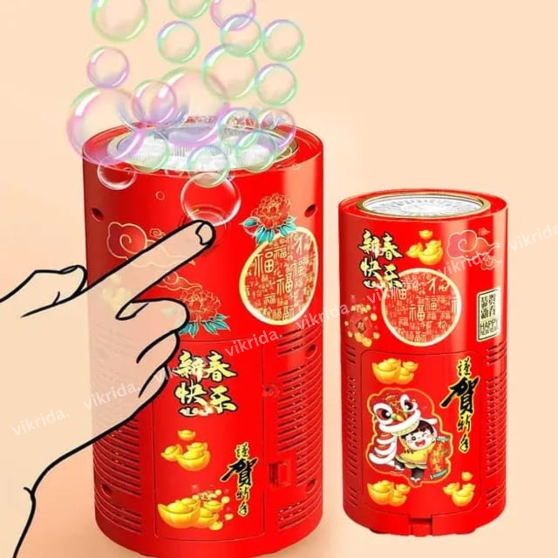 Fireworks Bubble Maker Machine with Light & Music - 1 Bubble Solution Bottle - for Indoor Outdoor Birthday Party Celebration