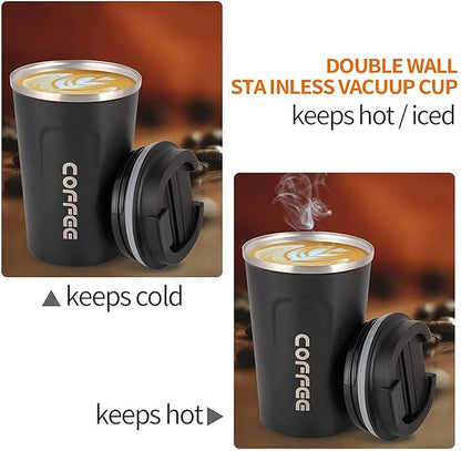 Stainless Steel Vacuum Insulated Coffee Mug 510ML Insulated Coffee Cups Double Walled Travel Mug, Car Coffee Mug with Leak Proof Lid Reusable Thermal Cup for Hot Cold Drinks Coffee, Tea