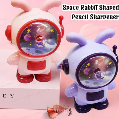 Sharpener for Kids – Space Rabbit Shaped Pencil Sharpener, Table Sharpener Machine, Manual Sharpener for School, Office, Stationery Gift for Kids (Random Color)