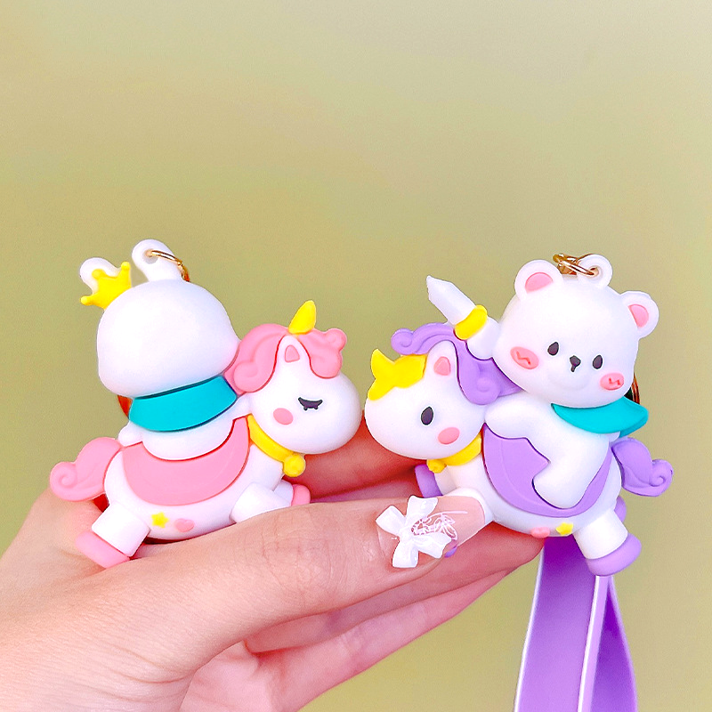 3D Cartoon Unicorn Bear Theme Keychain