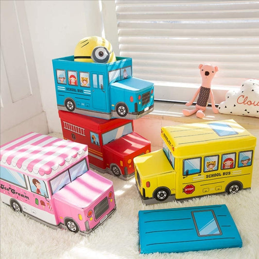 Bus Shaped Foldable Storage and Toy Box/Stool