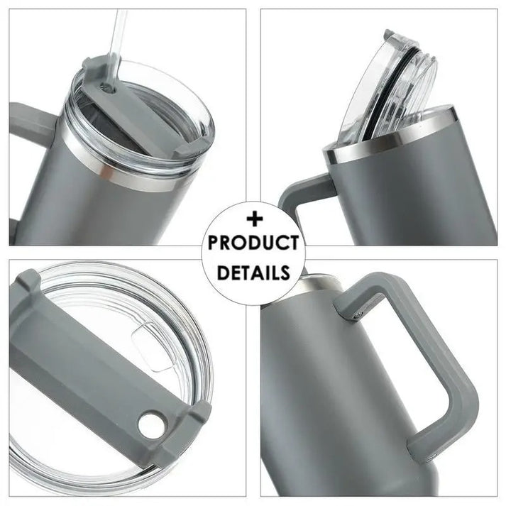 Portable BPA Free Straw Stainless Steel Cup With Handle Large Capacity Bottle