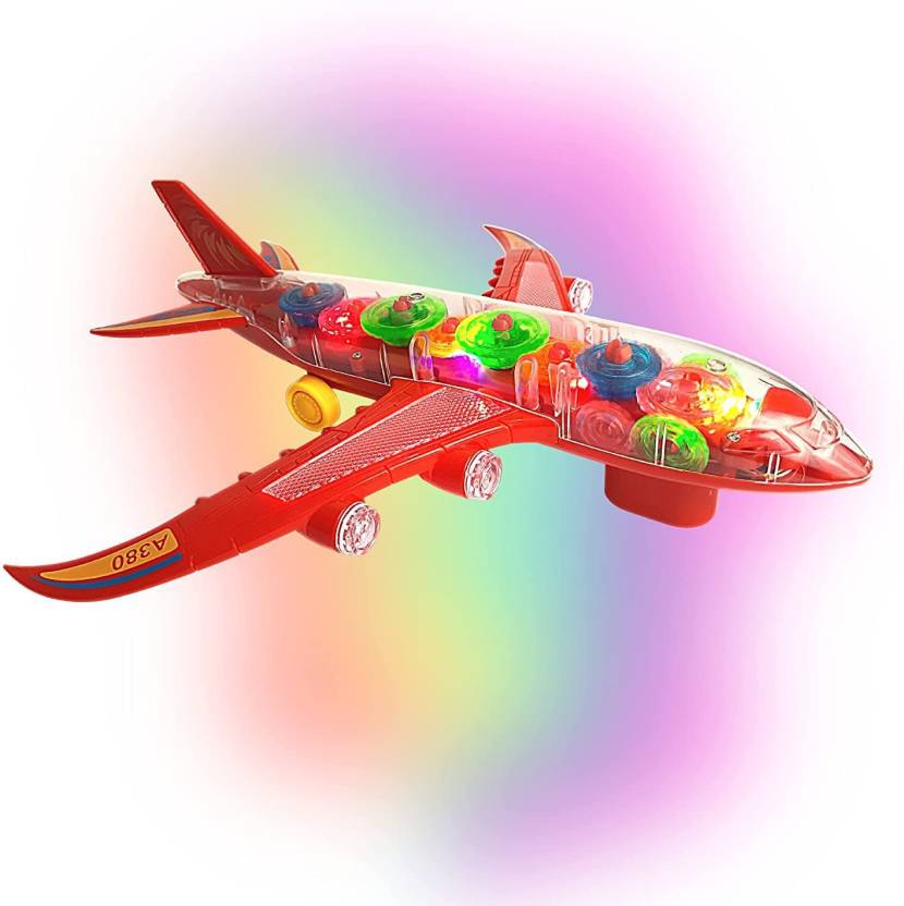 Gear Airplane Toy for Kids with 3D Light Music & 360 Degree Rotation  (Multicolor)