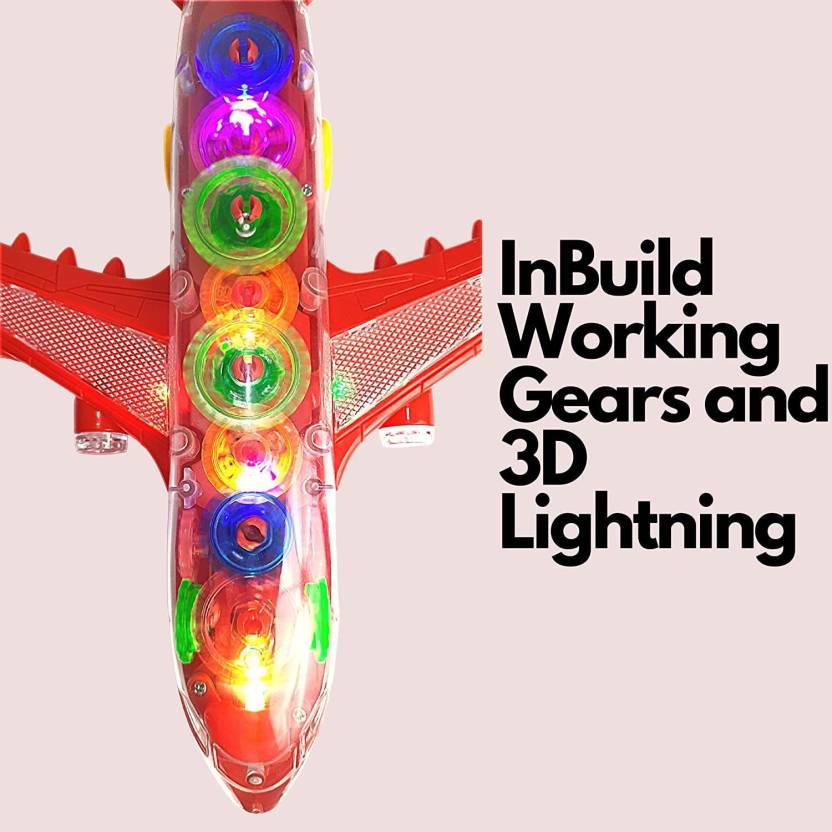 Gear Airplane Toy for Kids with 3D Light Music & 360 Degree Rotation  (Multicolor)