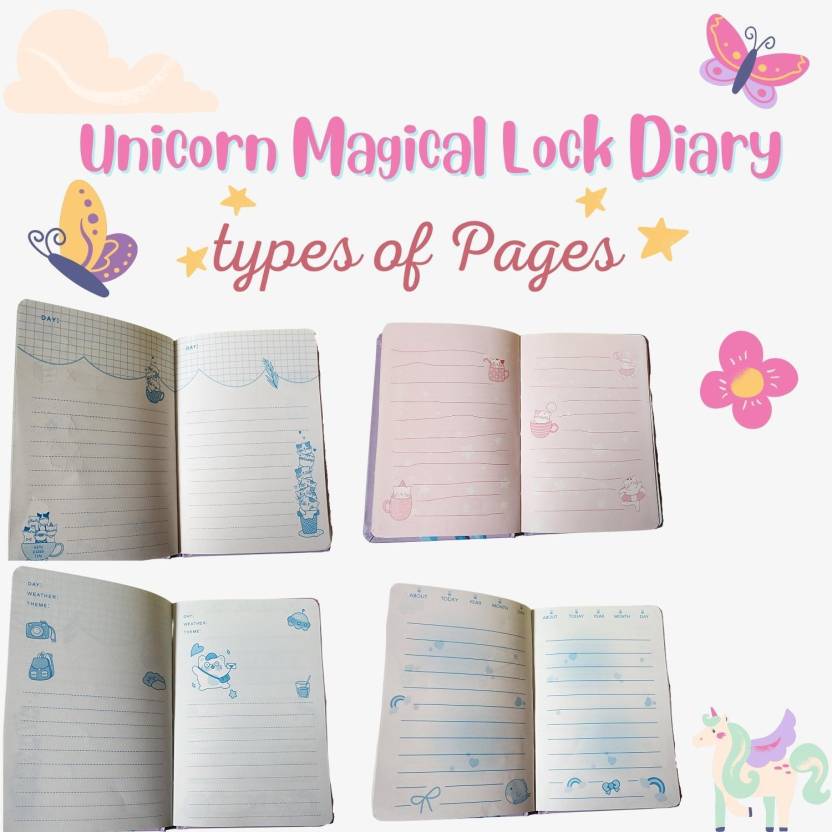 Unicorn Mini Diary Single ruled 65 Pages  (Multicolor)